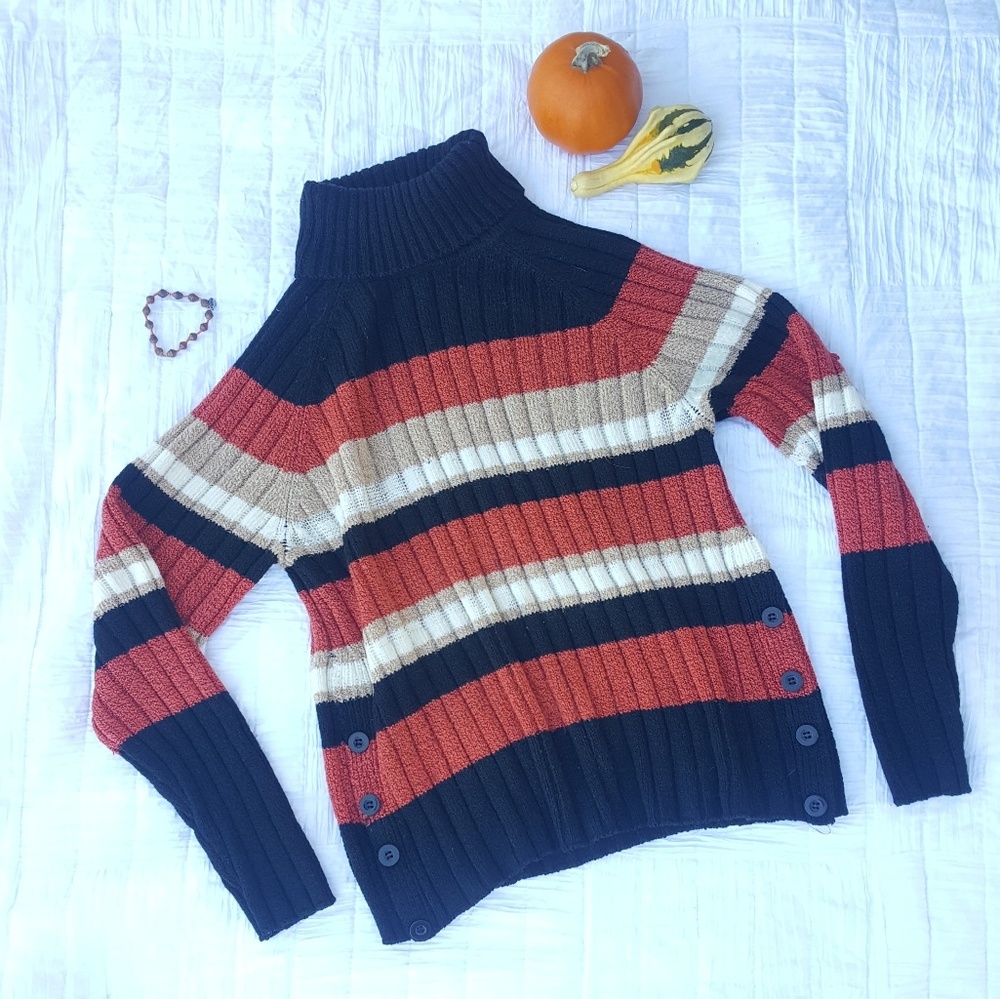 Striped Fall Turtleneck Sweater